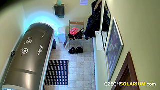 Czech Solarium 58: Dark-haired Babe Strips Down in the Solarium