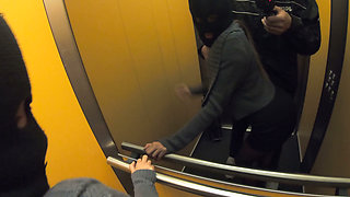 Fucking and Pegging in a Elevator - Excitement Not Getting Caught