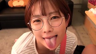 POV close up asian gf blowjob