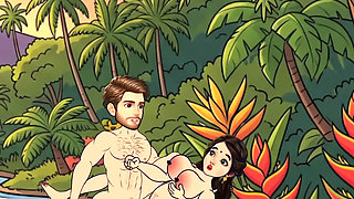 Man fucks woman with big cock in the forest, woman is very happy.