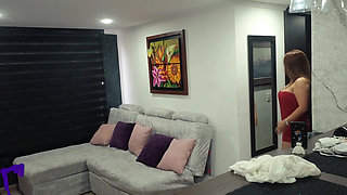 Hot Latina MILF Maid Tries-on My Wife's Lingerie and Gets a Deep Creampie From Her Boss