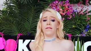 Hot babe with perfect big boobs taking shower