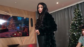 Two hot babes riding a big cock while their guy watches the show