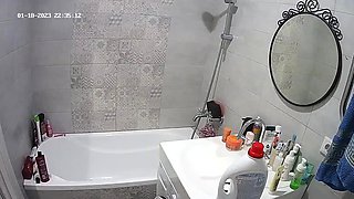 Sexy black amateur caught taking a shower on hidden cam