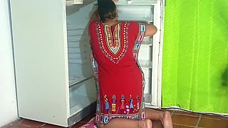 My Stepsister Gets Stuck Cleaning the Fridge, I Fuck Her and Cum in Her Vagina and Ass