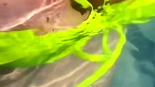 Artemisia Love Flashing Her Perfect Big Tits Underwater and Smoking a Cigarette