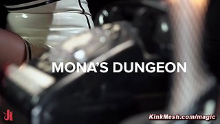 Blonde dominatrix butt plugs Asian babe