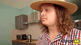 Cuck4k. man doesn't take part in gang-banging his gf with 5 friends