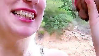 Blonde teen Venus Lova having her first outdoor fuck