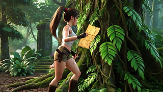 Lara Croft Discovers Amazon Treasure and Embraces Beautiful Blonde Ancestral Spirit in the Golden Caves