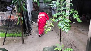 I see my step aunty going into the bathroom to urine but I grabbed her behind and started fucking her