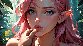 Elli - AI generated pink elf and her friend