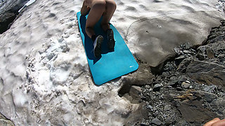 Glacier Adventure with Mia and Max Pegging Fucking on a Real Glacier