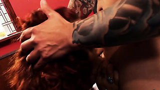 Redhead Nipping on Sausage Before Rough Sex with Maximum