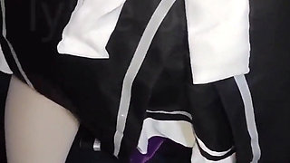 Otaku with Rem Cosplay Gets Fucked Without a Condom Part 1