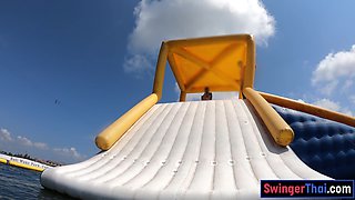 Asian GF waterpark fun then sex at home