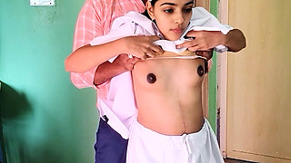 Hot Indian Girl in Uniform Enjoys Her Boobs Sucking with Her Stepbrother