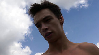 Elder GILF rims and deepthroats a young stud by his car