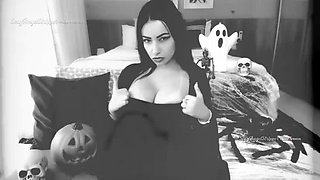 Virtual Sex with Morticia Addams Cosplay: Hardcore POV Doggystyle & Facial Cumshot