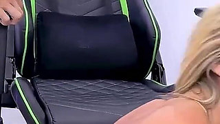 Gamerboy Cums While Having a Threesome with Two Blonde Pornstars Who Come Out of His Game - Carla Boom