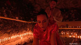 Erotic lovemaking by the candles with gorgeous model Mia Melone