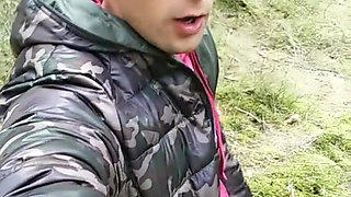 Intense Quick Jerk off Outdoor While Friends Are Inside House