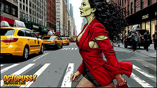 Horny Bitch Gets Her Dose of Sexual Pleasure in a Taxi. Cartoon Comic