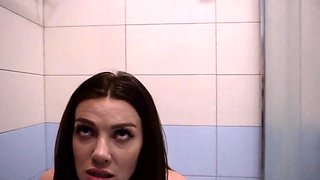 Girlfriend did blowjob while sitting on the toilet