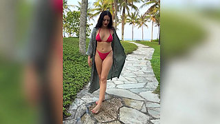 Pee in Bikini and with Thong on the Side Outdoor
