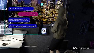 Nexus 3 Neon Dreams. Extreme Deepthroat. Cyberpunk Sex with Busty Brunette
