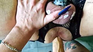 Halloween Pegging: Medusa Dominatrix Fucks Slave in Chastity Belt with Strap-On