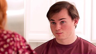 Insecure stepmom comforted by stepson