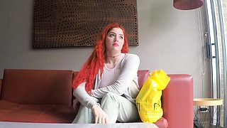 Redhead LATINA 18YO was nervous on camera