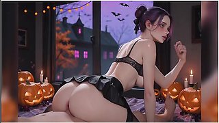 Hentai 3D Reverse Cowgirl: 19-Year-Old Goth Girl With A Perfect Slim Body Fucking A Big Cock In Her Pretty Pussy On Halloween