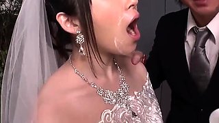 Christian Japanese wedding with the busty bride and the