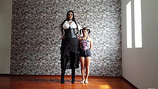 Deep hands giant internation by Amazon giant girl and sexy skinny slave
