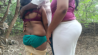 Hot Threesome hard fucking in outdoor