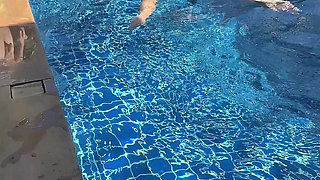 Pool Day: Busty Wife Having Fun with Her Lover. Big Tits, Sun and Big Cock