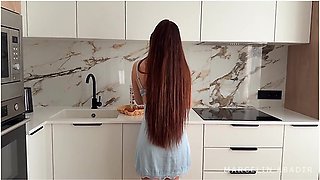 She Was Cooking Him An Omelet For Breakfast, But He Wanted A Blowjob From Her