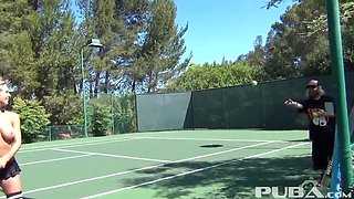 Hot Babes Cherie Deville Dani Daniels Samantha Saint Outdoor Tennis Court Sex HD