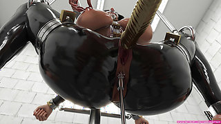 NOT Angela White in Hardcore Metal Bondage and Latex Catsuit Fetish 3D Animation