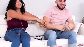 Curvy Latina Girl Wears Red Dress and Poses for Camera