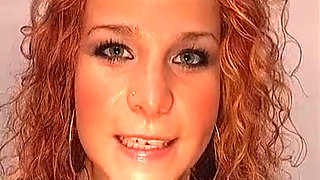 Redhead Slut Rams 30cm Dildo in Pussy