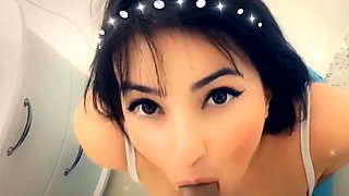 ROLEPLAY Sexy dark haired providing a blowage to the pizza