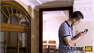 Man Takes Masturbating Stepmom Thrusting Cock Into Her