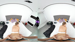 Czech teen Kristy Waterfall rides cock in vr