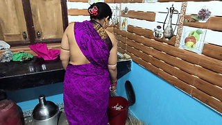 Indian housewife hard-core sex in kitchen room by her husband's friend