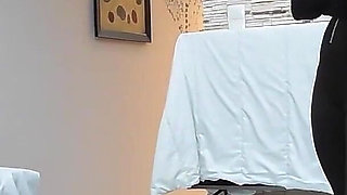 Horny MILF Stuffing Her Hand in Her Slaves Ass