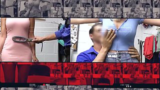 Shoplyfter mylf - dark haired cougar pretending to be pregnant caught slamming things under her t-shirt