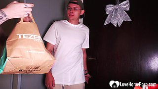 He Delivers Food, I Deliver My Wet Twat to His Penis